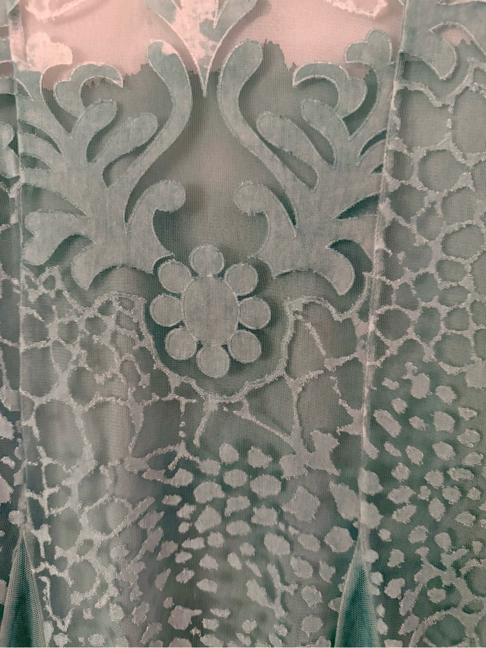 REVES COLLECTION Mint Green/Blue Ombre Lace Mesh Layered Tunic Blouse - Picture 2 of 4
